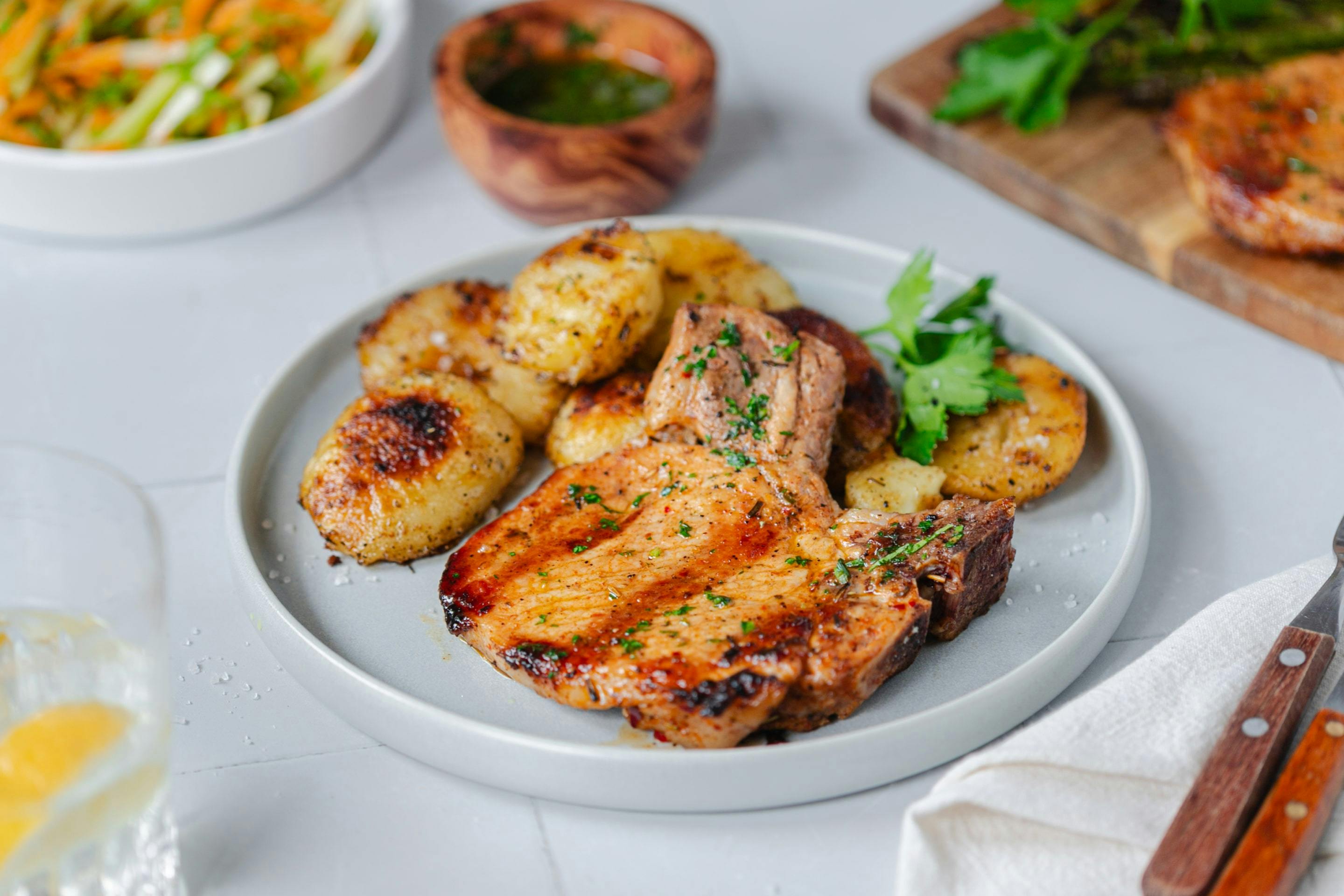 Chops With Crispy Potatoes Min